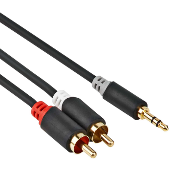 3-Pin Mini Jack Male > 2x RCA Tulp Male Kabel