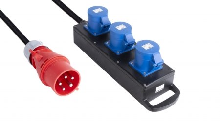 32A 5P CEE > 3x 5kW (32A 3P) Verdeelblok 32A 5P CEE > 3x 5kW (32A 3P) Verdeelblok