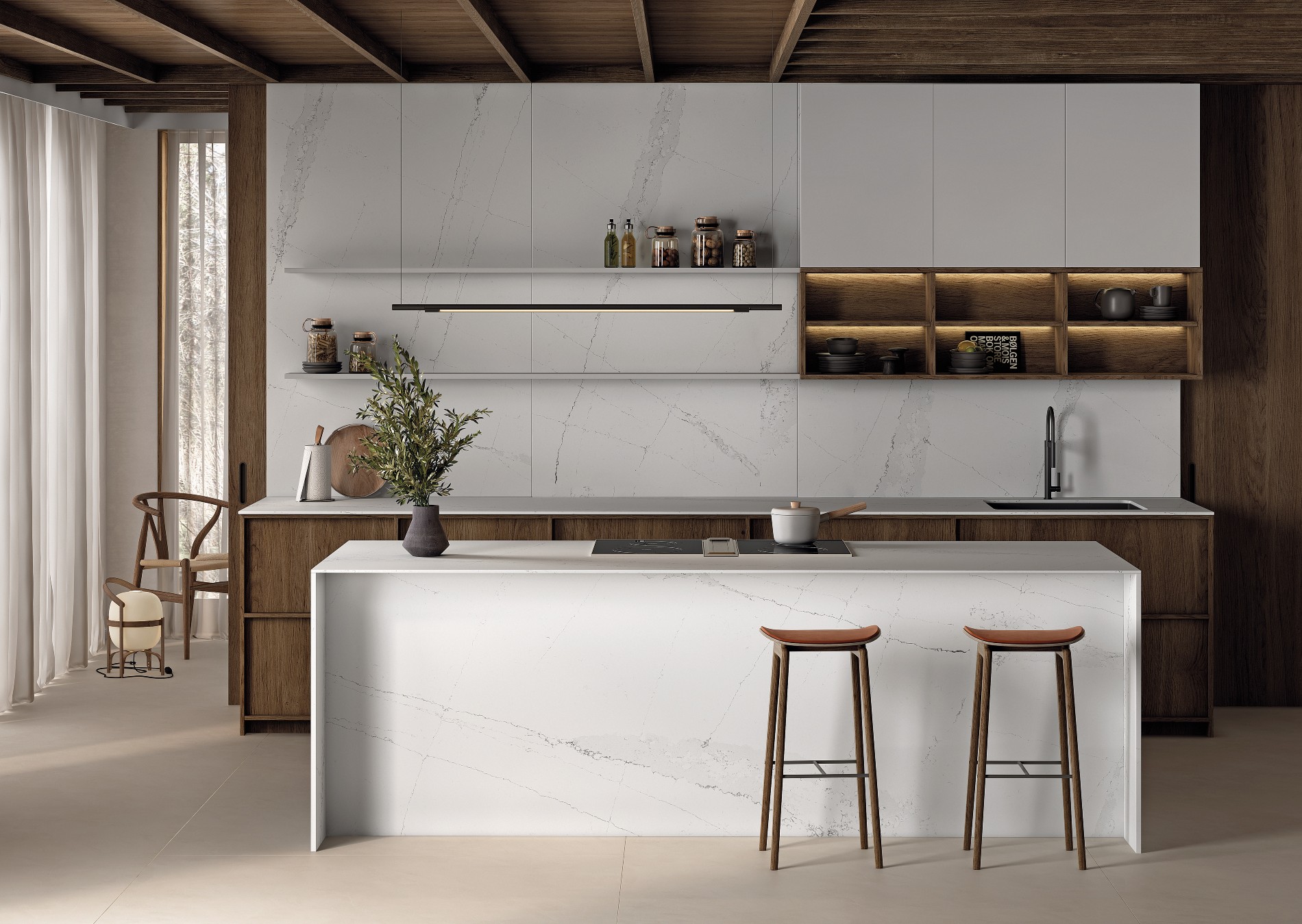 Deze evolutie van Silestone leidt tot een reeks patronen op een wit canvas, ontworpen om 