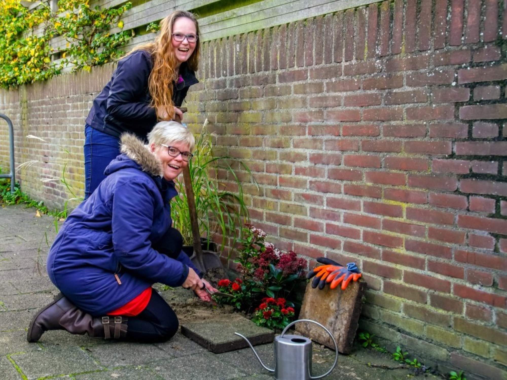 Tegels eruit, groen erin