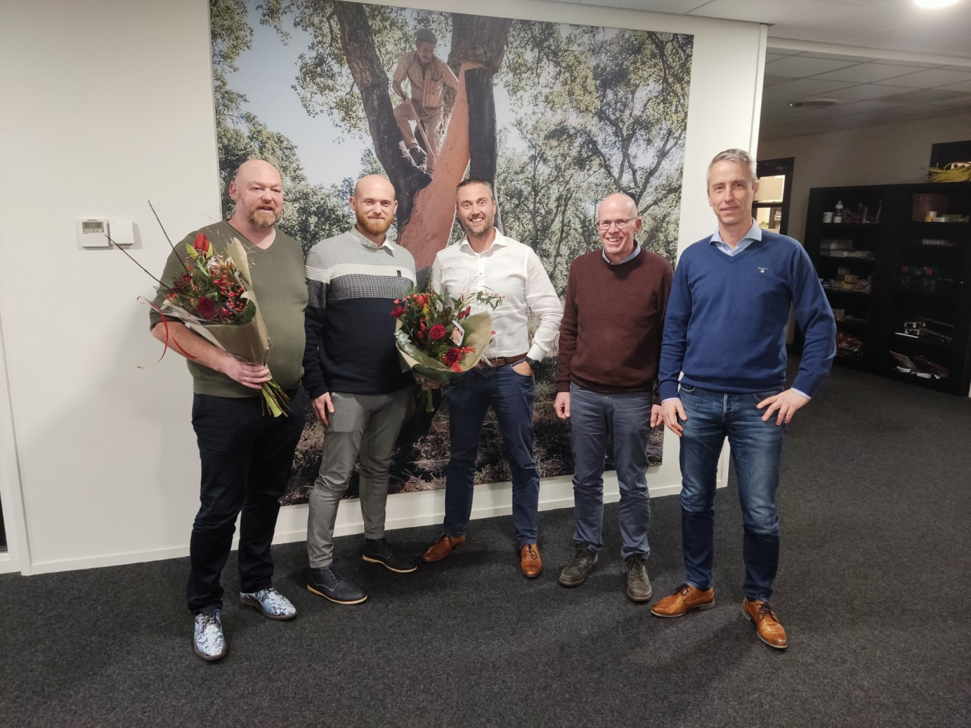 Van links: Luut de Boer, Haaye de Boer, Robert Brand, Jan Reuvekamp, Ronald Hoefman