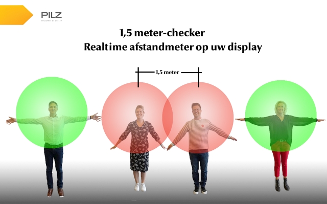 Applicatie Distance Checker laat anderhalvemeterzones zien