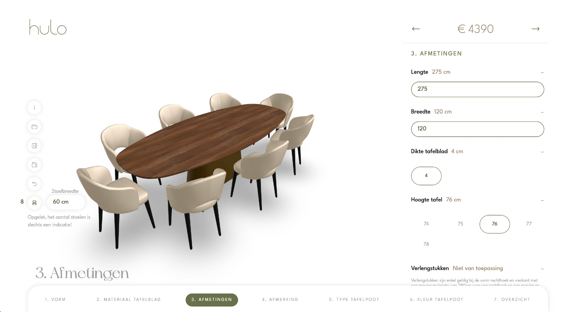 Hulo laat klanten online zelf tafels ontwerpen