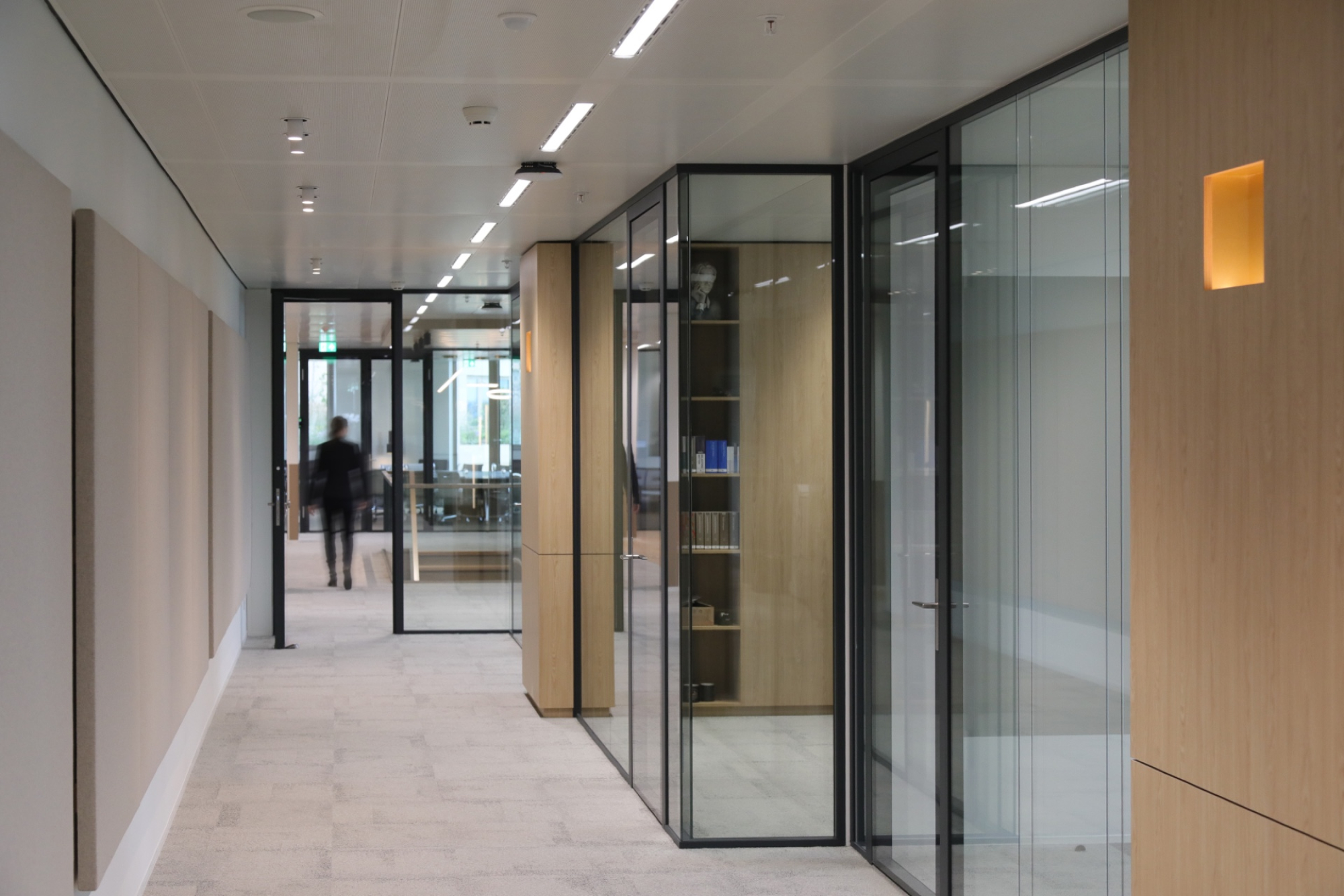 Serenity-glaswanden van Plan Effect in het kantoor van Greenberg Traurig