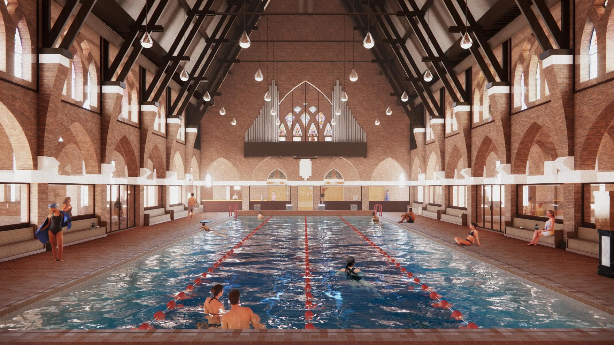 MVRDV en Zecc transformeren leegstaande kerk in Heerlen tot stadsbad